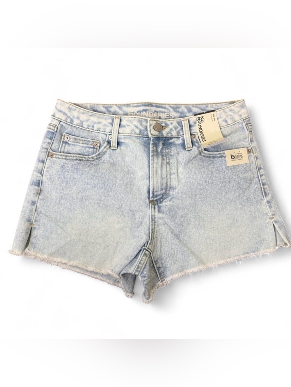 No Boundaries Blue Acid Wash Mid Rise Cut Off Denim Shorts Womens Size 4